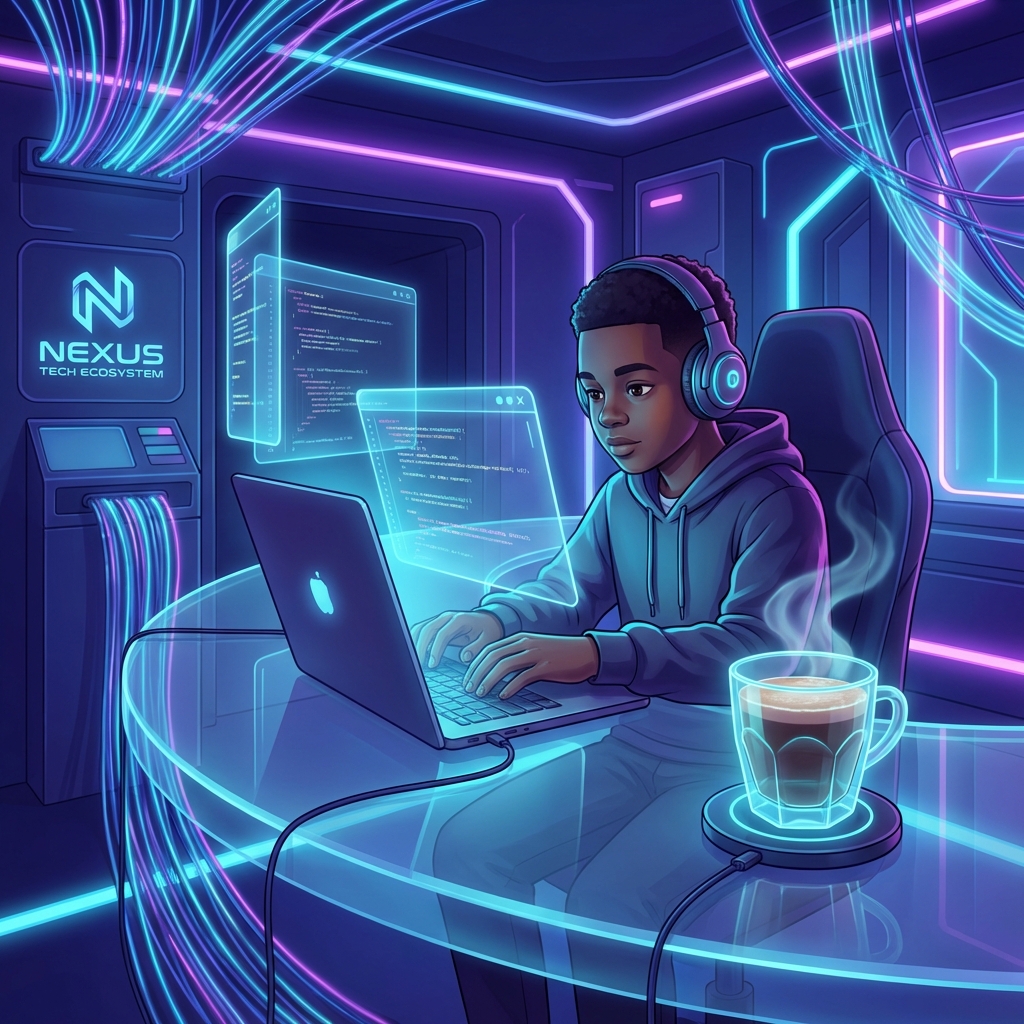 VenueFY Developer Brandon Victor coding with coffee at JKUAT